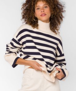 Caden Navy Ivory Stripe Sweater